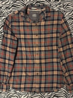 Denim & Flower Navy, Red & Tan Plaid Shirt Label View